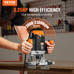 VEVOR Plunge Router, 3-1/4 HP, 120V, 12000-23000 RPM Variable Speed, Electronic Plunge Base Router, Plunge Woodworking Router Kit with Carry Case, Parallel Guide, Straight Guide, 1/4