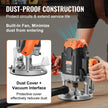 VEVOR Plunge Router, 3-1/4 HP, 120V, 12000-23000 RPM Variable Speed, Electronic Plunge Base Router, Plunge Woodworking Router Kit with Carry Case, Parallel Guide, Straight Guide, 1/4
