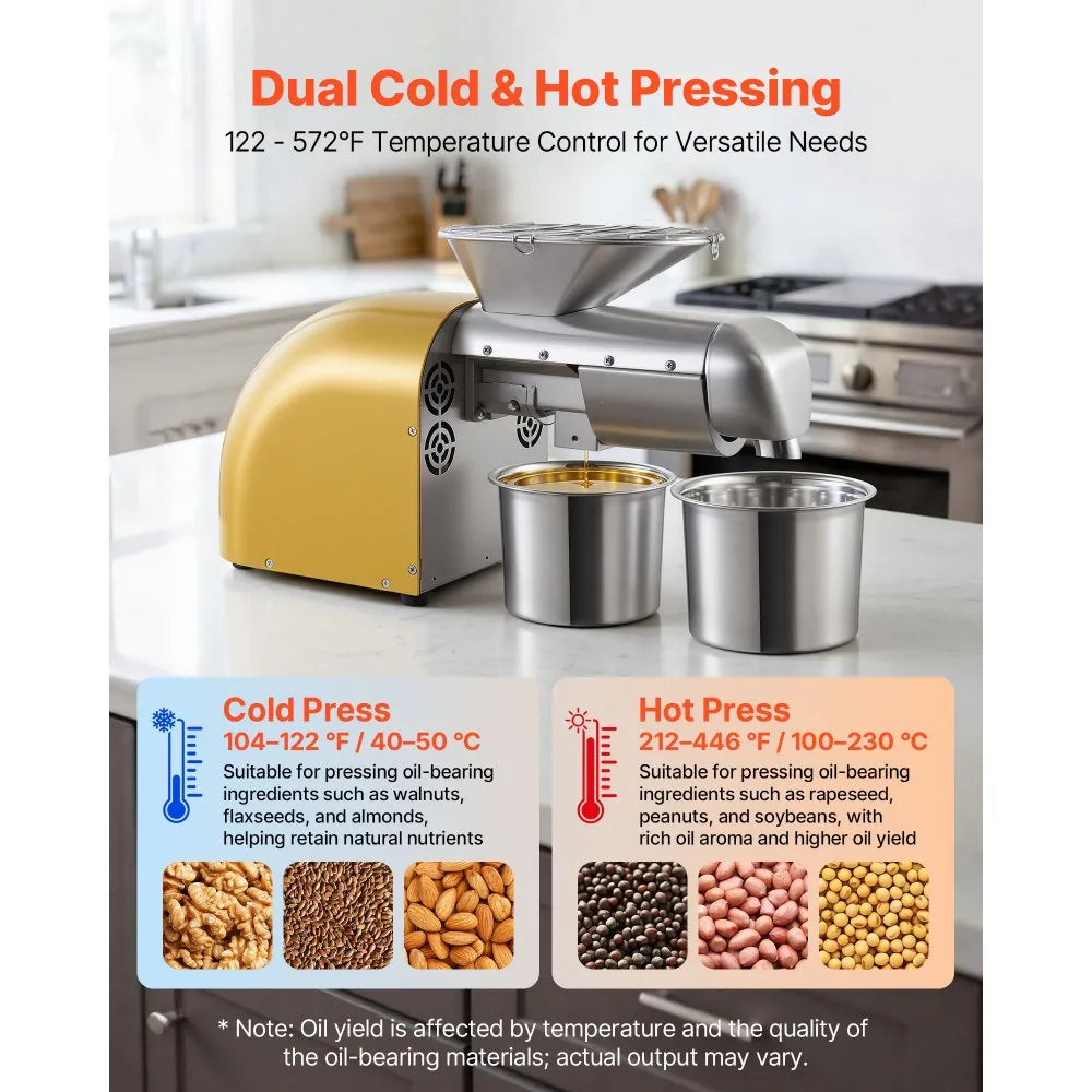 Oil Press Machine 1250W Electric Oil Extractor – Hot & Cold Press Oil Maker