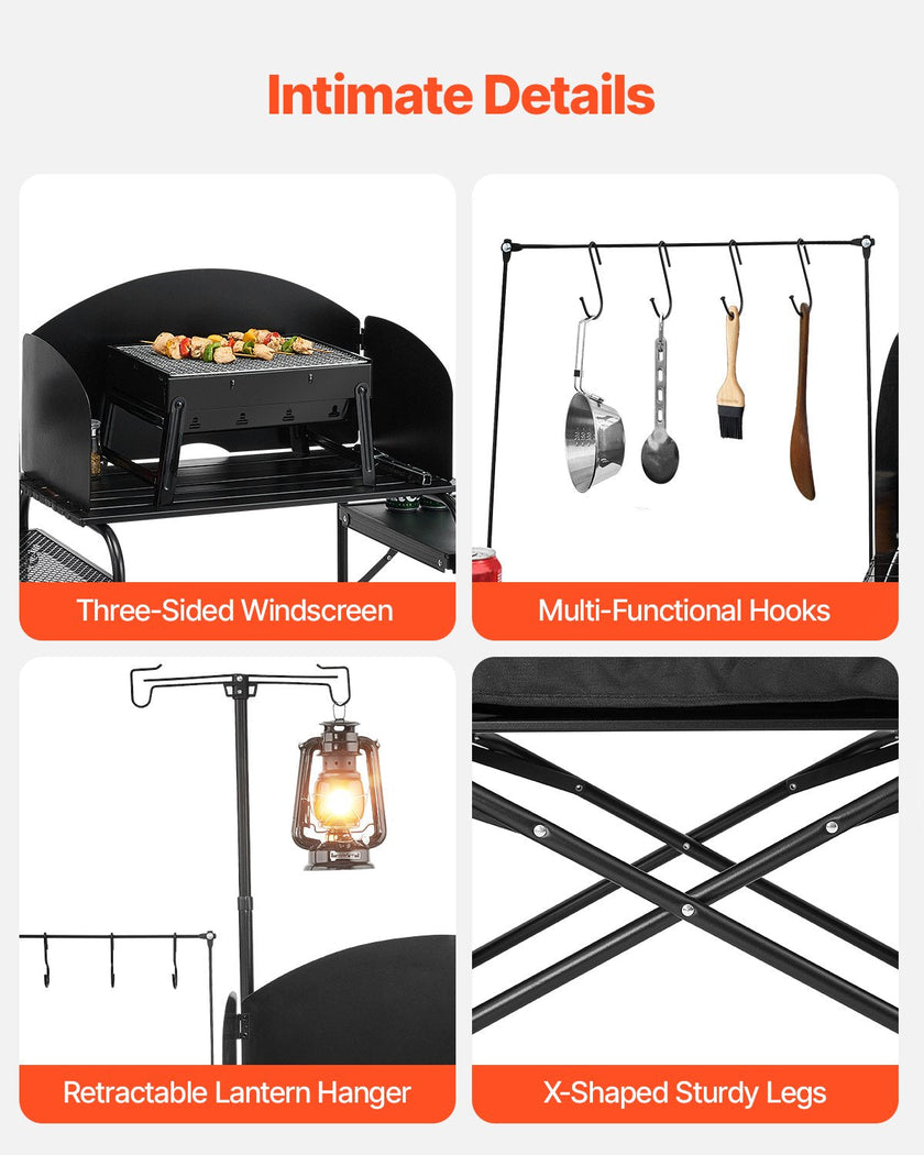 VEVOR Camping Kitchen Table Portable Outdoor Cook Station Storage Aluminum