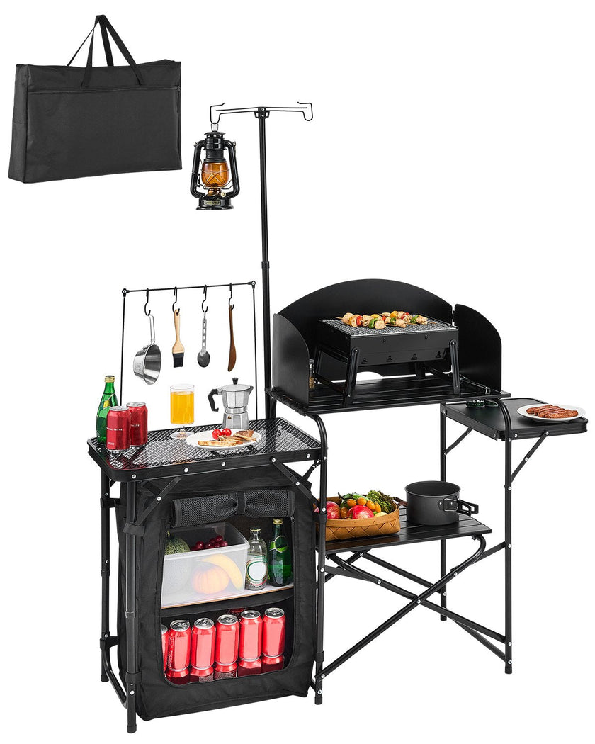 VEVOR Camping Kitchen Table Portable Outdoor Cook Station Storage Aluminum