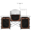 VEVOR Camping Kitchen Table, Folding Outdoor Cooking Table with Storage Carrying Bag, Aluminum Cook Station 3 Cupboard & Detachable Windscreen, Quick Set-up for Picnics, BBQ, RV Traveling, Brown