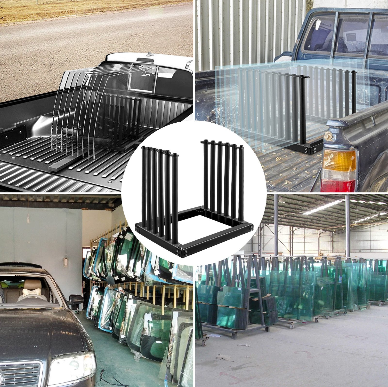 VEVOR Windshield Rack 5-Lite, Windshield Truck Rack Steel, Windshield Glass Rack 24-Inch Height, Windshield Rack for Truck w/PVC Pad & Foam Padding, Glass Rack for Truck, for Glass Transportation