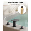 Roman Tub Faucet Waterfall Bathtub Faucet Set – Matte Black, 3-Hole Deck Mount, Dual Handle, Drip-Free Stainless Steel Design