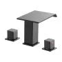 Roman Tub Faucet Waterfall Bathtub Faucet Set – Matte Black, 3-Hole Deck Mount, Dual Handle, Drip-Free Stainless Steel Design