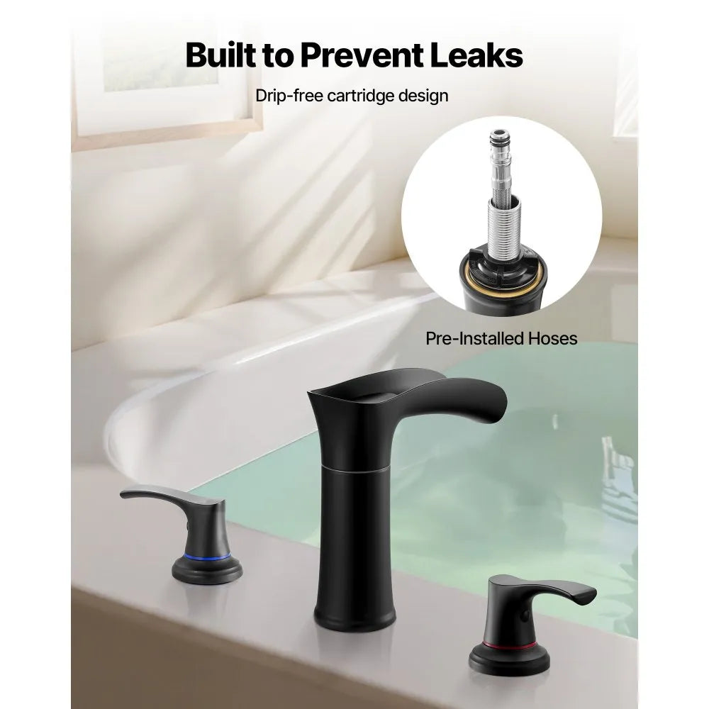 Roman Tub Faucet – 3-Hole Waterfall Bathtub Faucet with Dual Handles