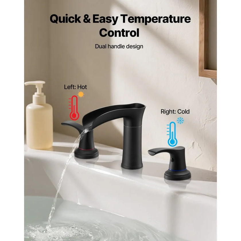 Roman Tub Faucet – 3-Hole Waterfall Bathtub Faucet with Dual Handles