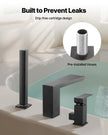 VEVOR Roman Tub Faucet, 3-Hole Bathtub Faucet with Handheld Shower, Matte Black, Stainless Stee
