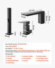 VEVOR Roman Tub Faucet, 3-Hole Bathtub Faucet with Handheld Shower, Matte Black, Stainless Stee