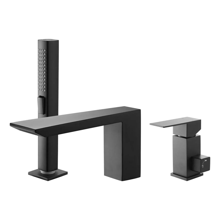 VEVOR Roman Tub Faucet, 3-Hole Bathtub Faucet with Handheld Shower, Matte Black, Stainless Stee