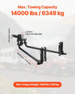VEVOR Weight Distribution Hitch, 14000 lbs Max Towing & 1400 lbs Max Tongue, Weight Distributing Hitches Kit with Sway Control Includes 2 in Shank & 2-5/16 in Ball, Load Leveling Hitch for Trailers