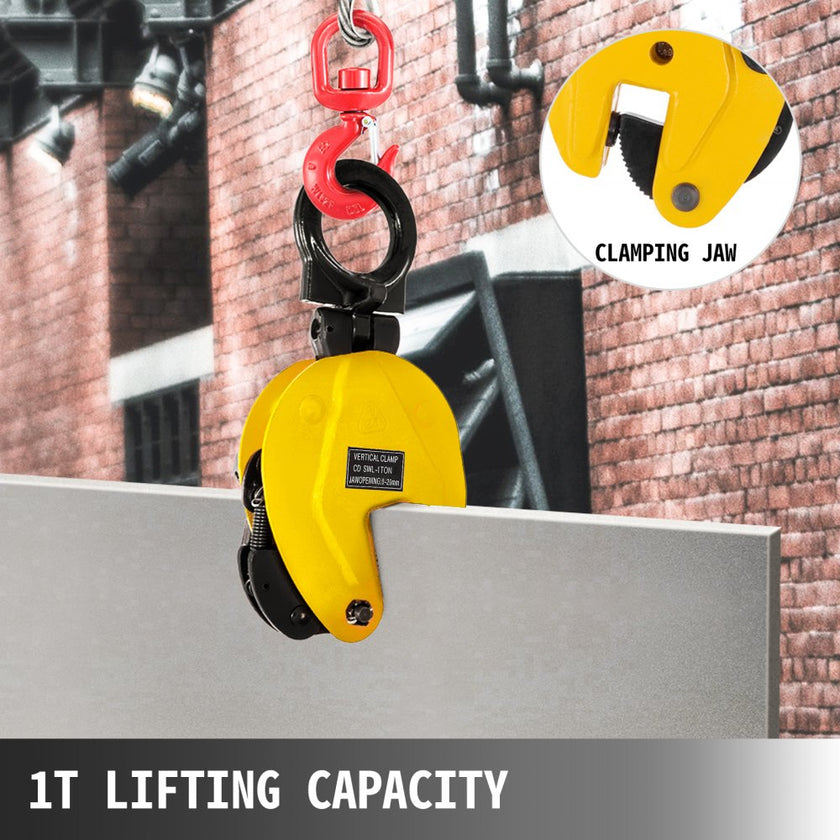 VEVOR 1T Plate Clamp 2204Lbs Plate Lifting Clamp Jaw Opening 0.6 inch Vertical Plate Clamp for Lifting and Transporting