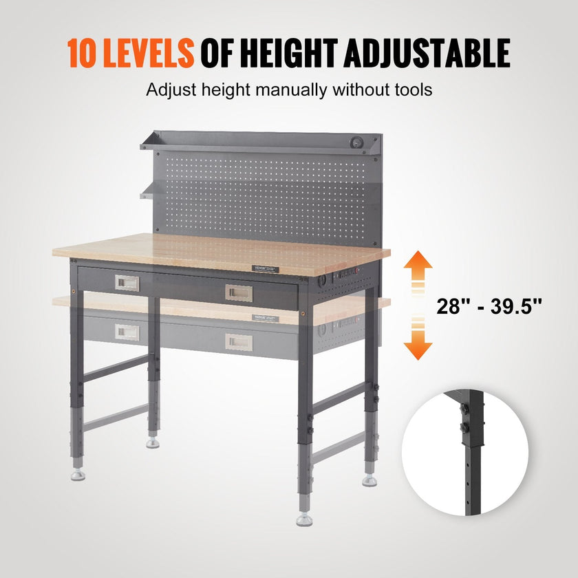 VEVOR Workbench Adjustable Height 28-39.5