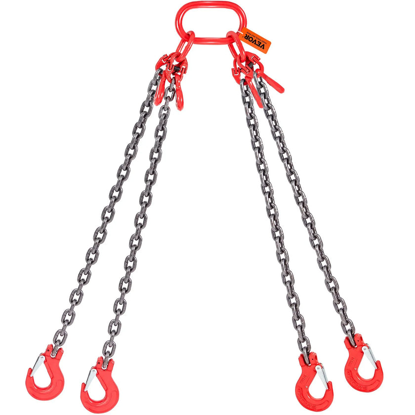 VEVOR Chain Sling, 11000 lbs Weight Capacity, 5/16'' x 5' G80 Lifting Chain with Grab Hooks, DOT Certified, Blackening Coating Manganese Steel & Adjustable Length, for Dock Factory Construction Site