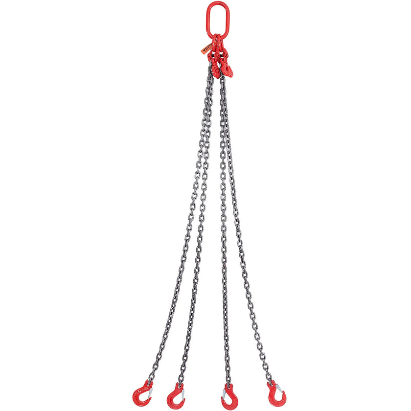 VEVOR Chain Sling, 11000 lbs Weight Capacity, 5/16'' x 5' G80 Lifting Chain with Grab Hooks, DOT Certified, Blackening Coating Manganese Steel & Adjustable Length, for Dock Factory Construction Site
