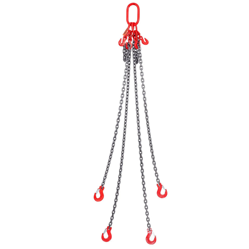 VEVOR Chain Sling, 11000 lbs Weight Capacity, 5/16'' x 5' G80 Lifting Chain with Grab Hooks, DOT Certified, Blackening Coating Manganese Steel & Adjustable Length, for Dock Factory Construction Site