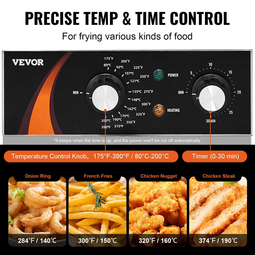 VEVOR Commercial Electric Deep Fryer Countertop Deep Fryer 1750W 9Qt /8.5 L