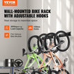 VEVOR Bike Storage Rack, 4 Bike Racks and 2 Helmets Hooks, Wall Mount Bike Storage Hanger, Home & Garage Organizer, Customizable for Various Bike Sizes, Adjustable Holder, Holds Up to 200 lbs, 32-inch