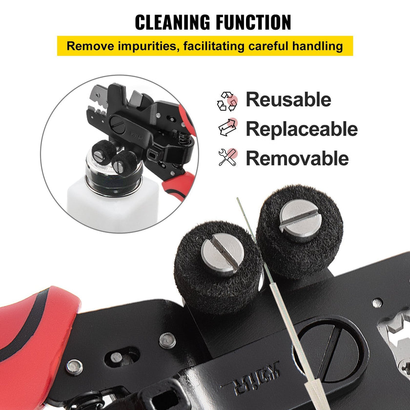 VEVOR Fiber Optic Stripper, 4 in 1 Wire Cutters Pliers, Three Hole Fiber Stripping Plier w/Wire Cutter for Stripping, Cutting and Cleaning, Applied in Electrical Work and Maintenance
