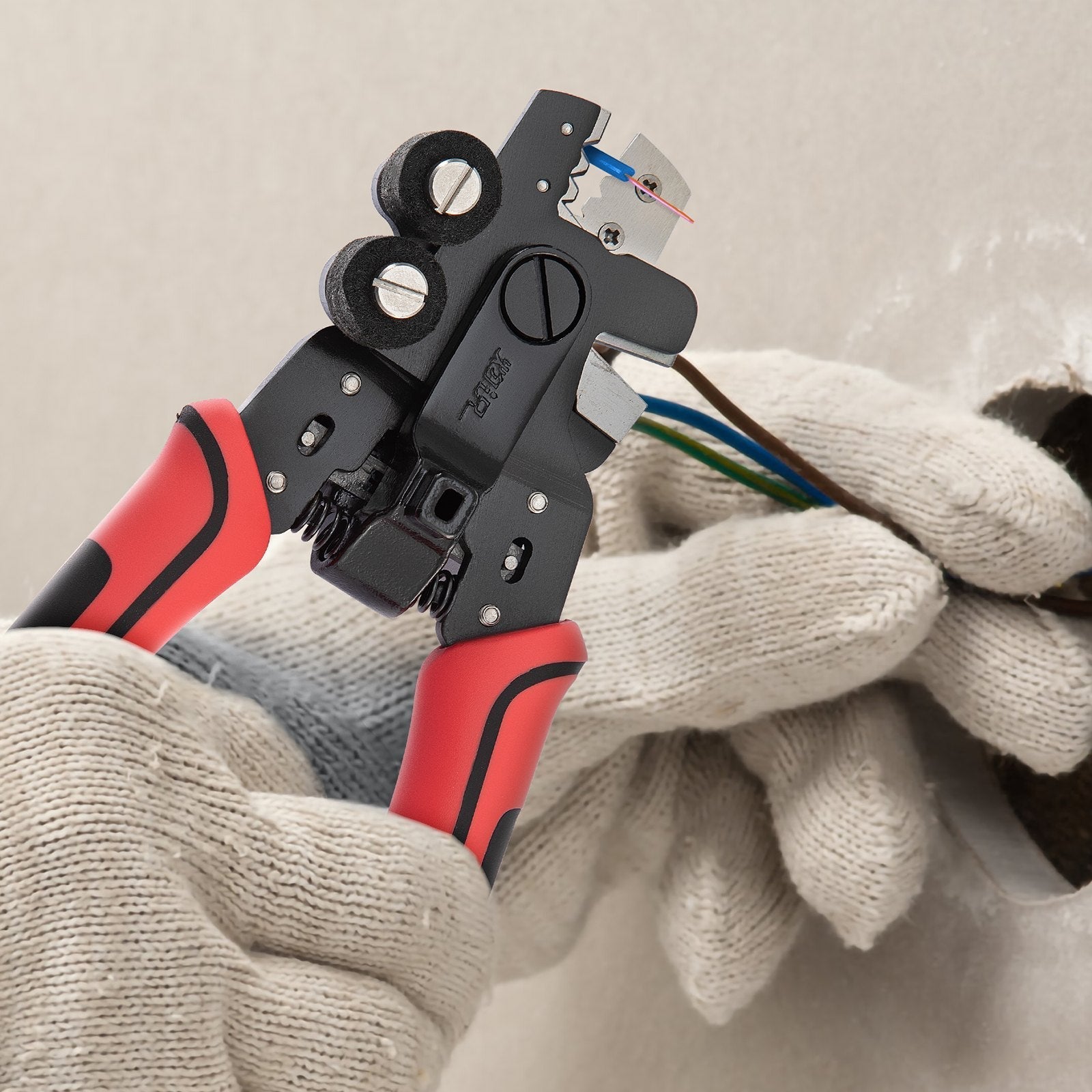 VEVOR Fiber Optic Stripper, 4 in 1 Wire Cutters Pliers, Three Hole Fiber Stripping Plier w/Wire Cutter for Stripping, Cutting and Cleaning, Applied in Electrical Work and Maintenance