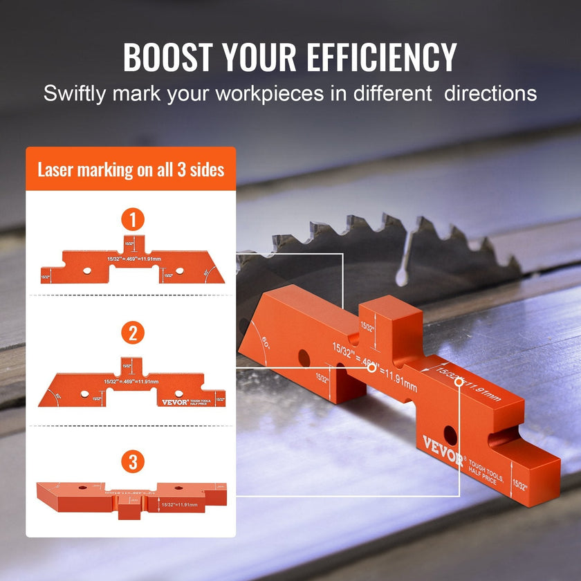 VEVOR Router Table Setup Bars, 14 pcs, Precision Aluminum Setup Blocks Height Gauge Set, with Laser Engraved Size Markings Storage Case, Measuring Depth Height Angle, for Router Table Saw Accessories