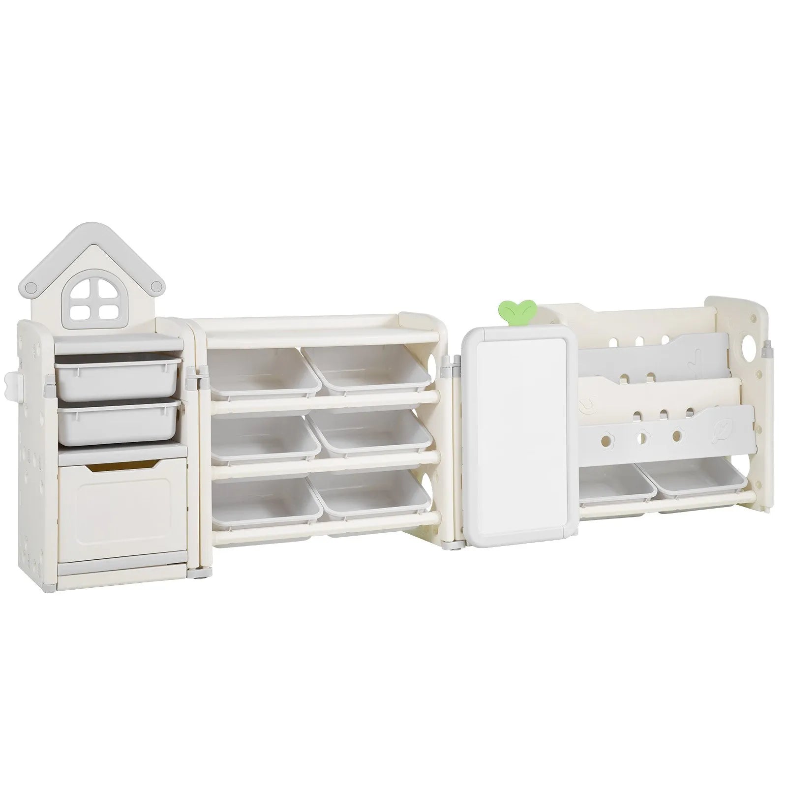 VEVOR Kid Toy Storage and Bookshelf with 10 Movable Plastic Bins & Drawing Board