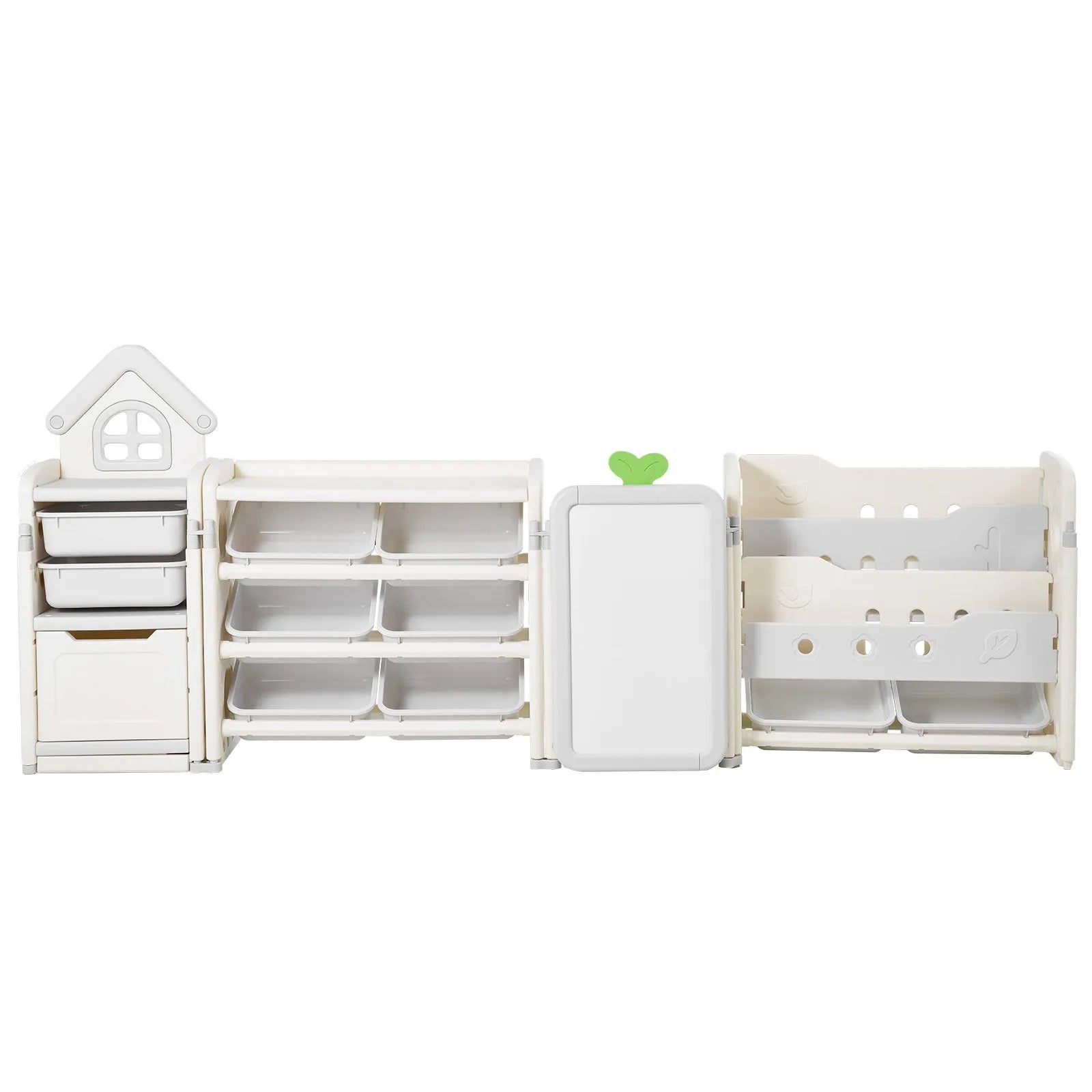 VEVOR Kid Toy Storage and Bookshelf with 10 Movable Plastic Bins & Drawing Board