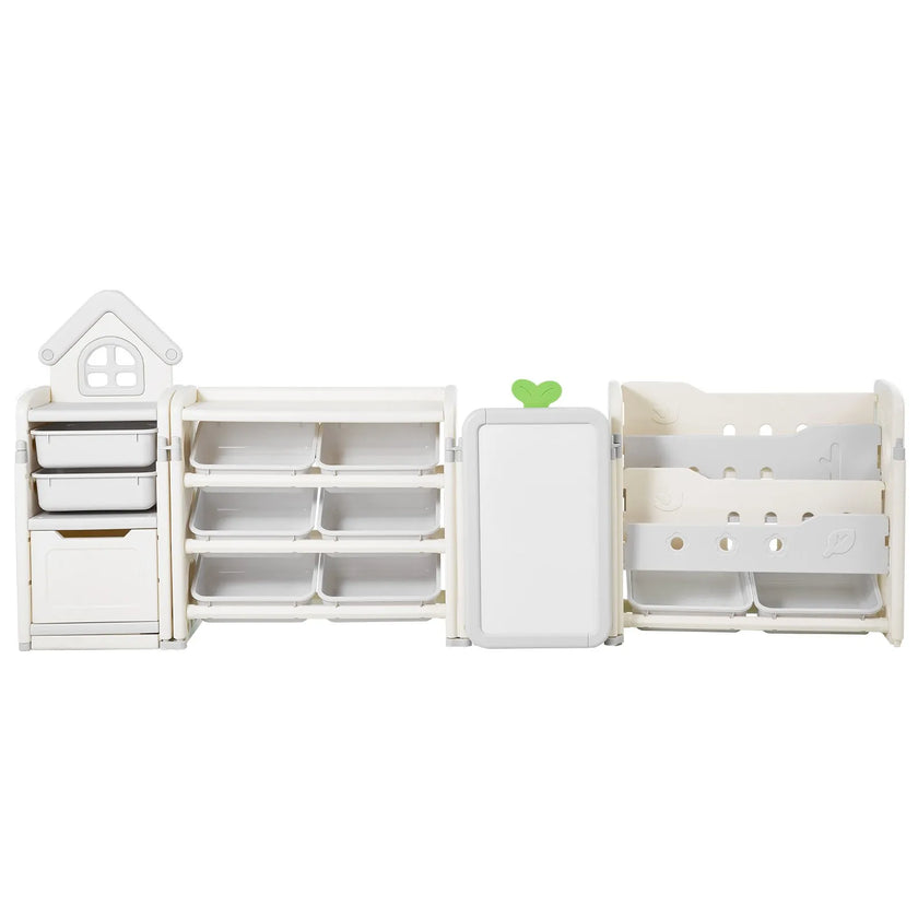 VEVOR Kid Toy Storage and Bookshelf with 10 Movable Plastic Bins & Drawing Board