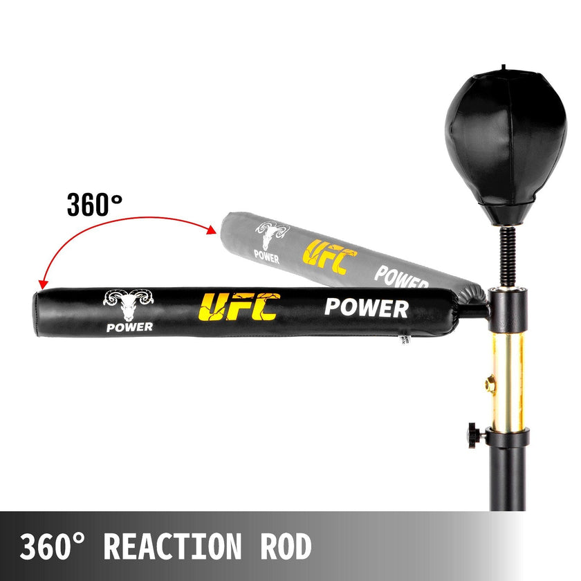 VEVOR Boxing Speed Trainer, Punching Bag Spinning Bar, Training Boxing Ball with Reflex Bar & Gloves, Solid Speed Punching Bag Free Standing, Adjustable Height, for Man, with A Ball