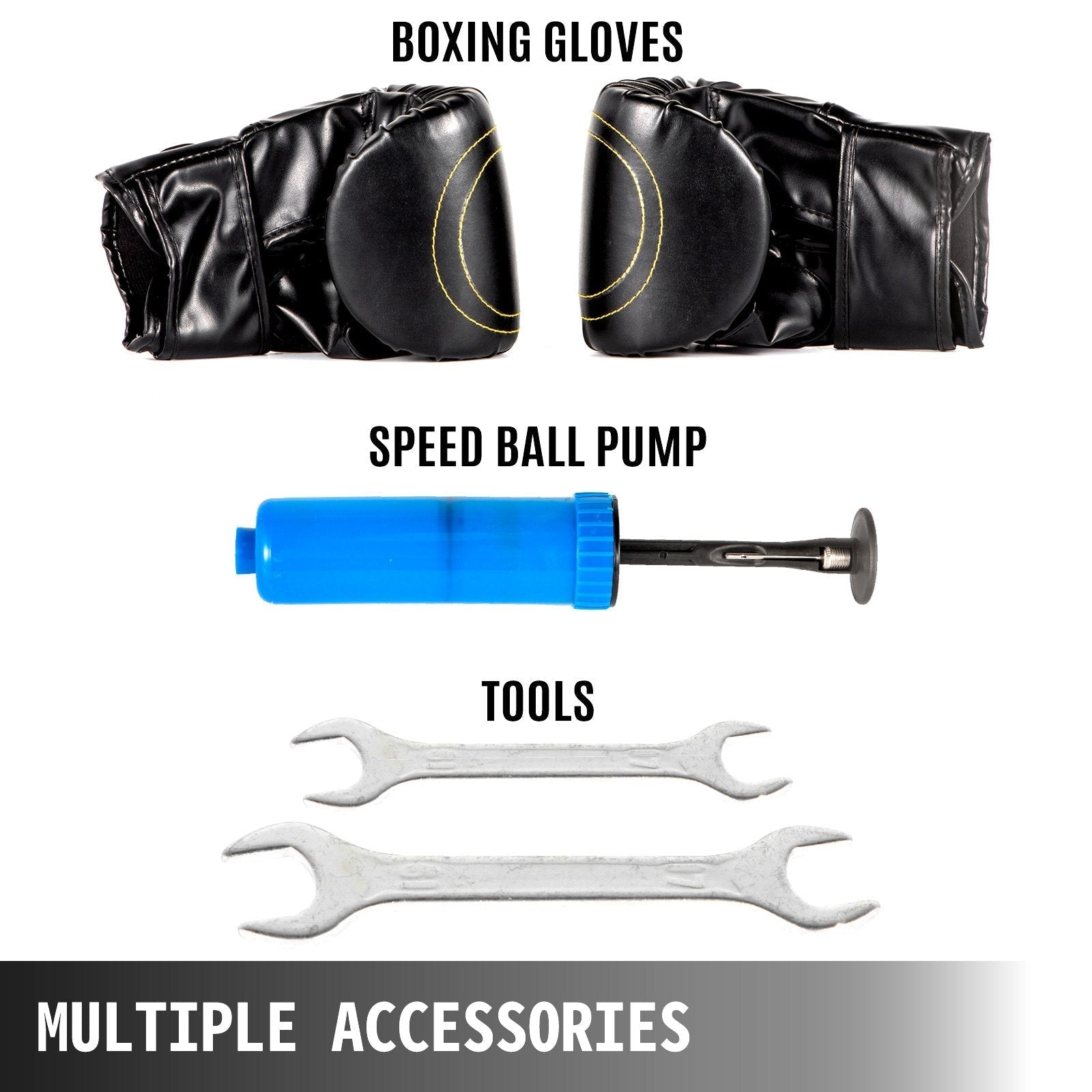 VEVOR Boxing Speed Trainer, Punching Bag Spinning Bar, Training Boxing Ball with Reflex Bar & Gloves, Solid Speed Punching Bag Free Standing, Adjustable Height, for Man, with A Ball