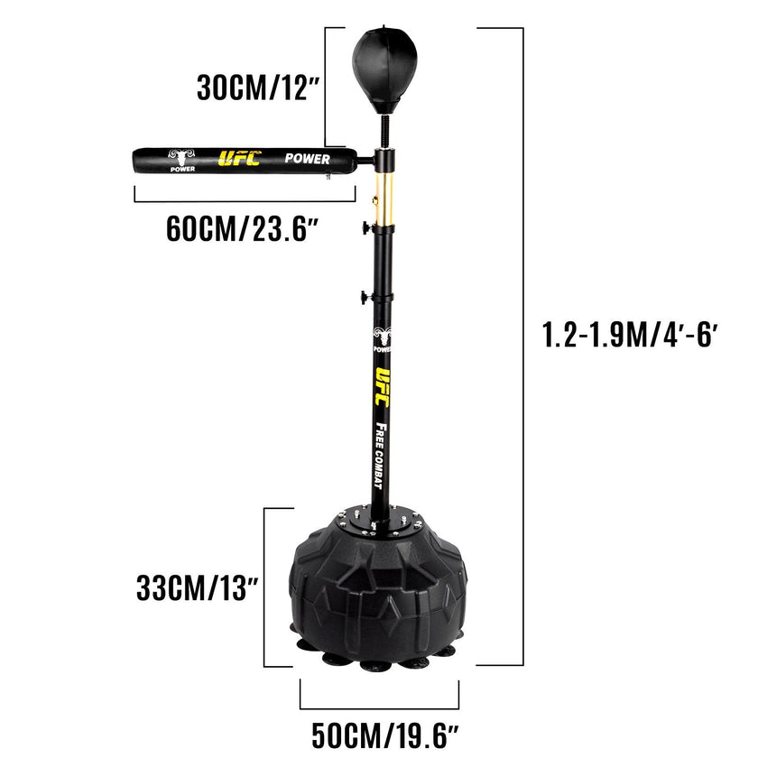 VEVOR Boxing Speed Trainer, Punching Bag Spinning Bar, Training Boxing Ball with Reflex Bar & Gloves, Solid Speed Punching Bag Free Standing, Adjustable Height, for Man, with A Ball