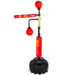 VEVOR Boxing Speed Trainer, Punching Bag Spinning Bar, Training Boxing Ball with Reflex Bar & Gloves, Solid Speed Punching Bag Free Standing, Adjustable Height, for Adult&Kid, Red with Two Ball