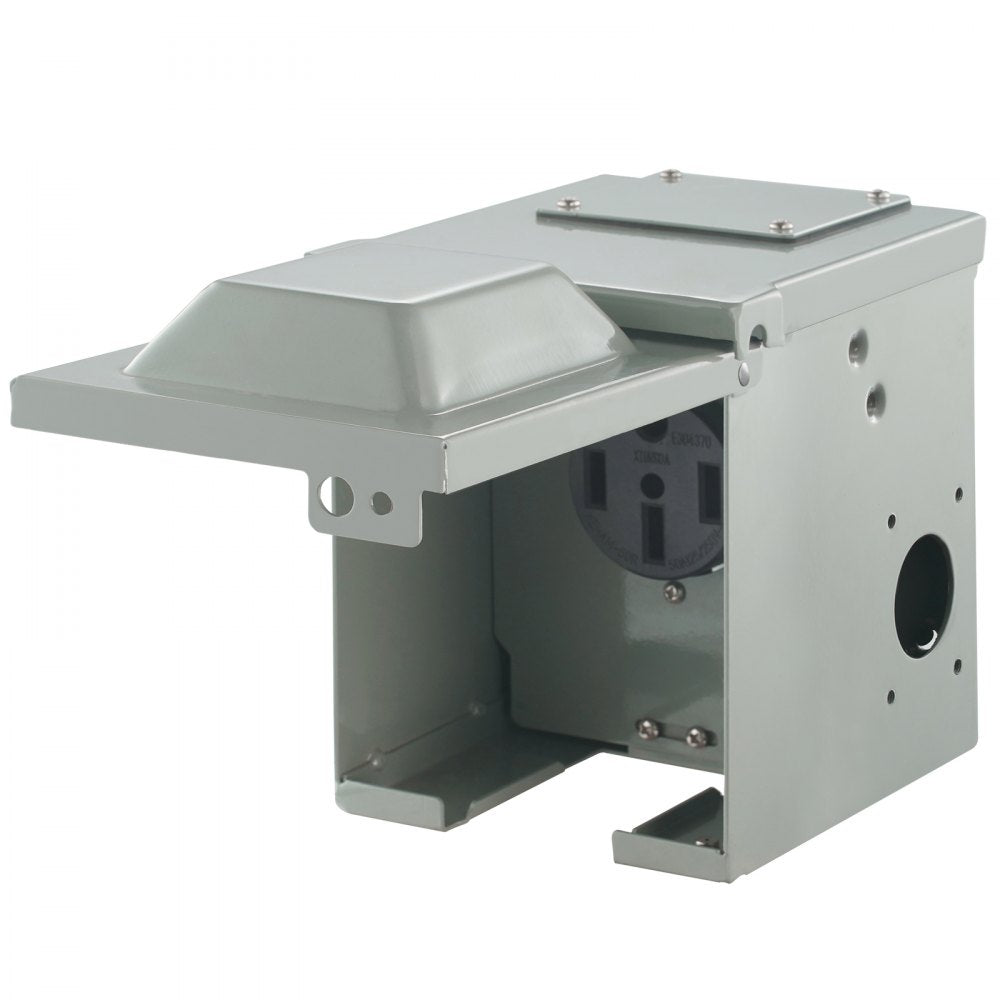 VEVOR 50 Amp RV Power Outlet Box, 125/250 Volt, Enclosed Lockable Outdoor RV Receptacle Box, NEMA 14-50R Weatherproof Electrical Panel, for RV Camper Trailer Motorhome Tested to UL Standards