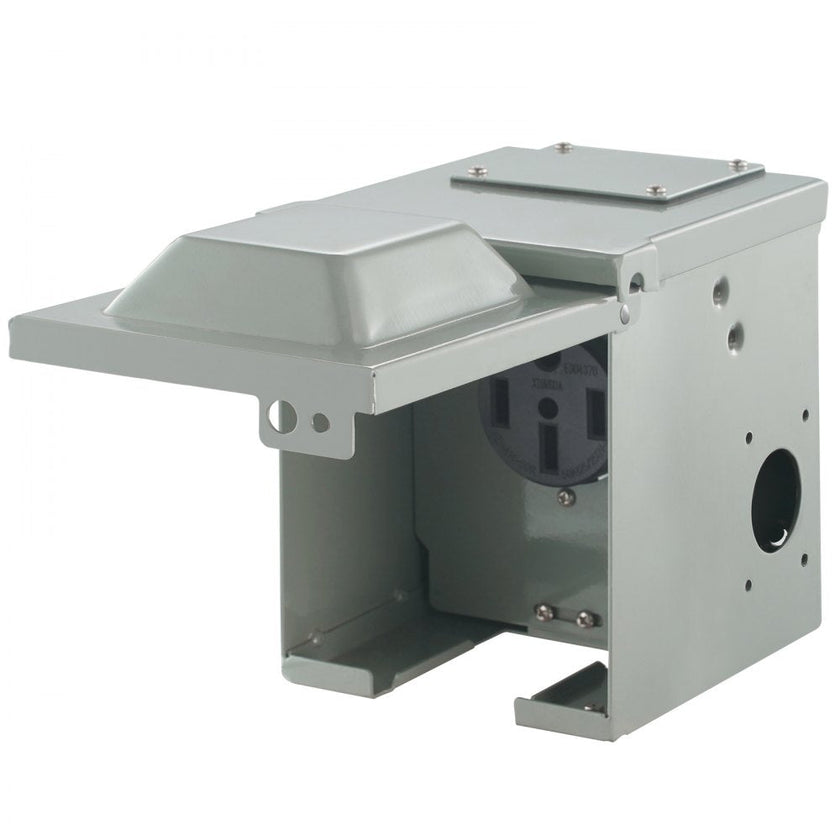 VEVOR 50 Amp RV Power Outlet Box, 125/250 Volt, Enclosed Lockable Outdoor RV Receptacle Box, NEMA 14-50R Weatherproof Electrical Panel, for RV Camper Trailer Motorhome Tested to UL Standards