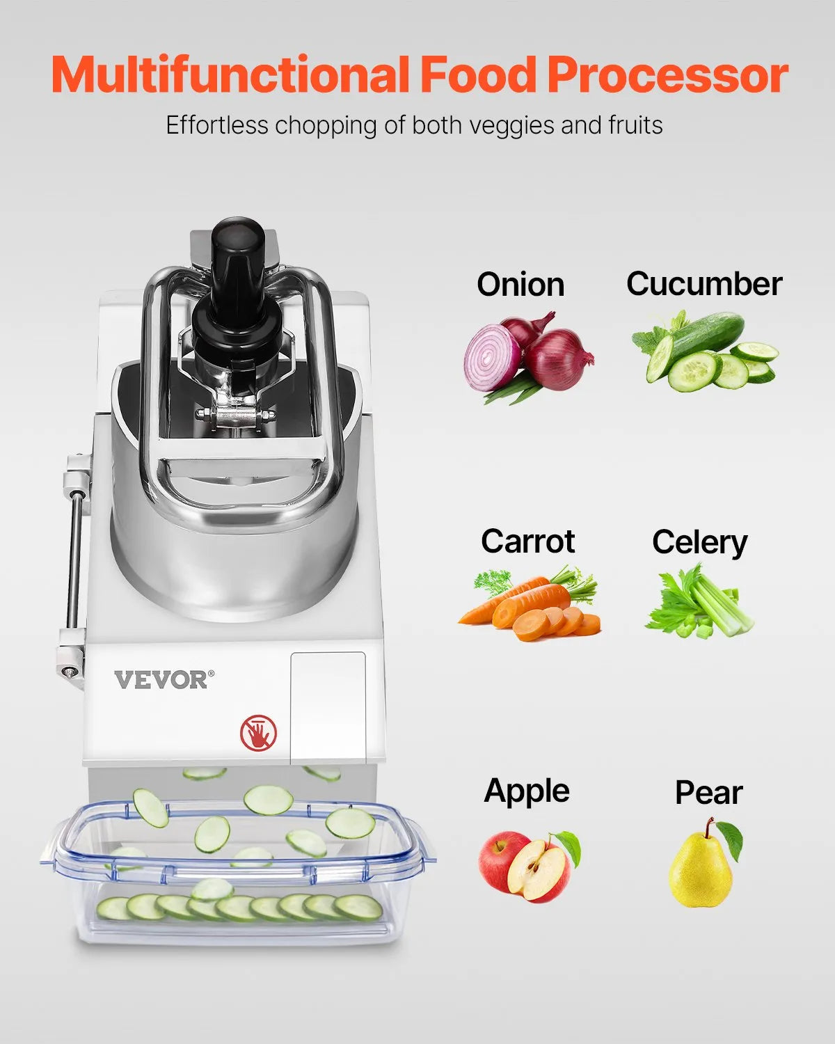 VEVOR Food Processor & Vegetable Chopper w/ 6 Blades Food-Grade Stainless Steel