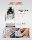 VEVOR Food Processor & Vegetable Chopper w/ 6 Blades Food-Grade Stainless Steel