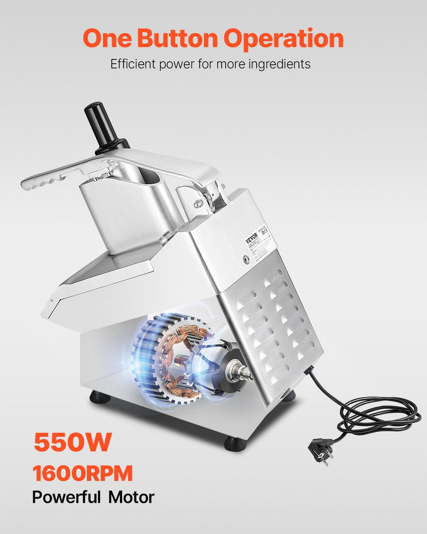 VEVOR Food Processor & Vegetable Chopper w/ 6 Blades Food-Grade Stainless Steel
