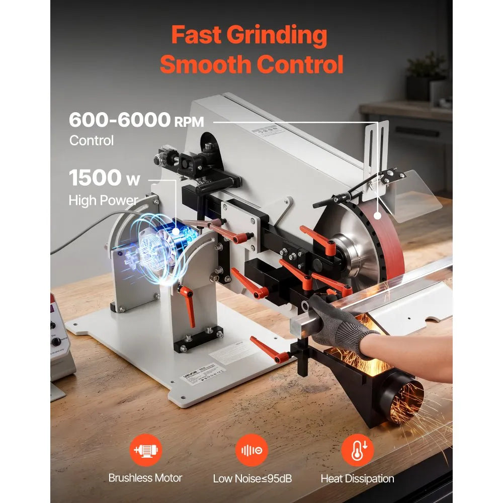 1500W Variable Speed Belt Grinder Sander with VFD, 72