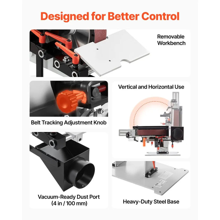 1500W Variable Speed Belt Grinder Sander with VFD, 72