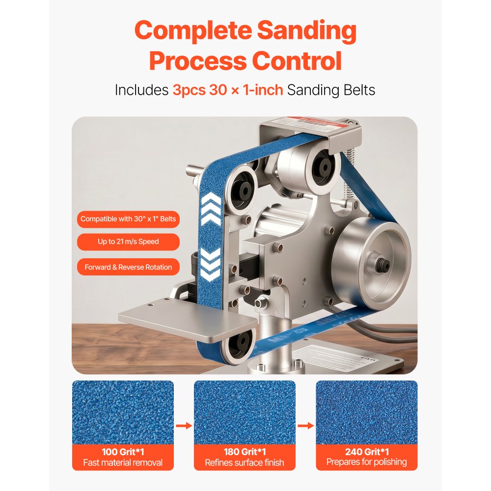 550W Variable Speed Belt Grinder Sander with VFD, 30