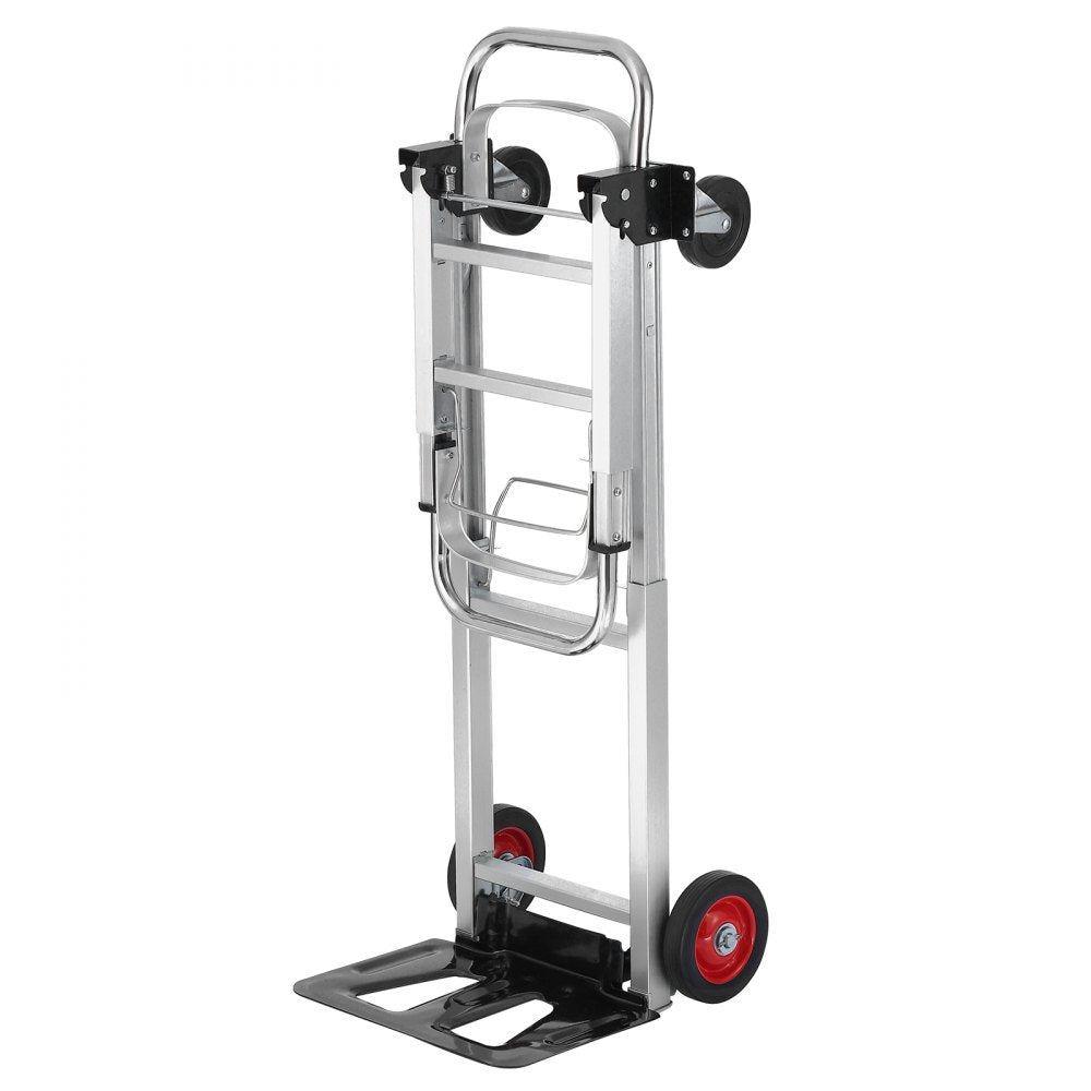 VEVOR Aluminum Hand Truck, 2 in 1, 400 lbs Load Capacity, Heavy Duty Industrial Convertible Folding Hand Truck and Dolly, Utility Cart Converts from Hand Truck to Platform Cart with Rubber Wheels