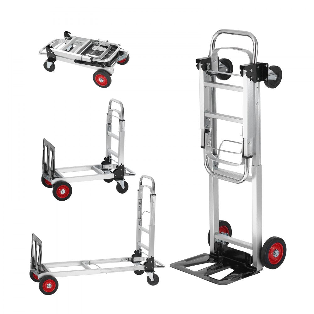 VEVOR Aluminum Hand Truck, 2 in 1, 400 lbs Load Capacity, Heavy Duty Industrial Convertible Folding Hand Truck and Dolly, Utility Cart Converts from Hand Truck to Platform Cart with Rubber Wheels