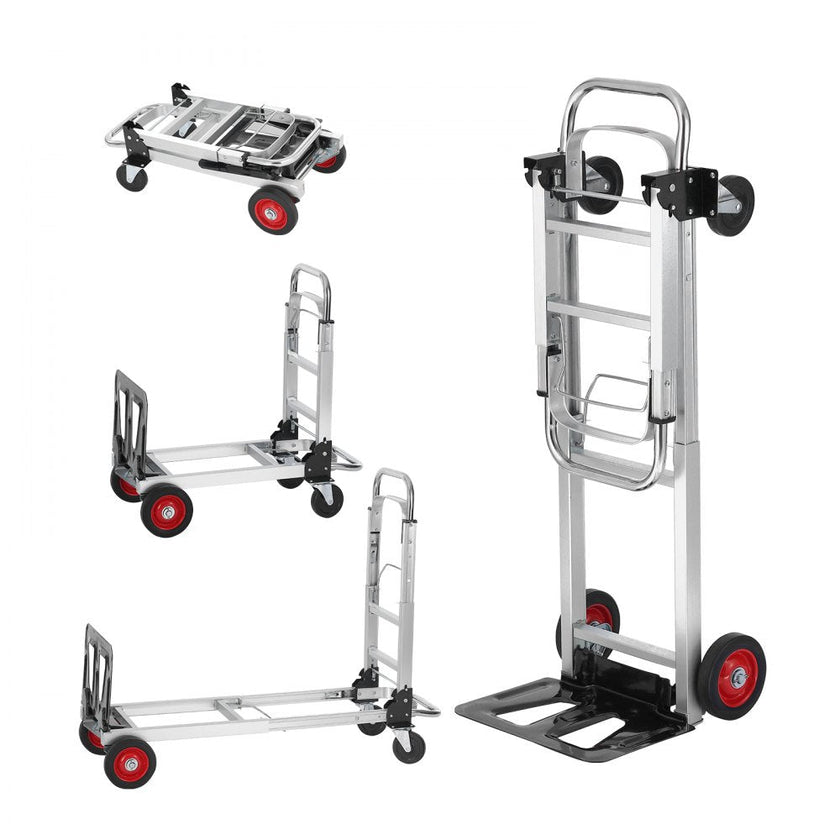 VEVOR Aluminum Hand Truck, 2 in 1, 400 lbs Load Capacity, Heavy Duty Industrial Convertible Folding Hand Truck and Dolly, Utility Cart Converts from Hand Truck to Platform Cart with Rubber Wheels