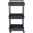 VEVOR 3-Tier Rolling Utility Cart, Kitchen Cart with Lockable Wheels, Multi-Functional Storage Trolley with Handle for Office, Living Room, Kitchen, Movable Storage Basket Organizer Shelves, Black