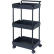 VEVOR 3-Tier Rolling Utility Cart, Kitchen Cart with Lockable Wheels, Multi-Functional Storage Trolley with Handle for Office, Living Room, Kitchen, Movable Storage Basket Organizer Shelves, Black