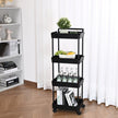 VEVOR 4-Tier Rolling Utility Cart, Kitchen Cart with Lockable Wheels, Multi-Functional Storage Trolley with Handle for Office, Living Room, Kitchen, Movable Storage Basket Organizer Shelves, Black