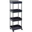 VEVOR 4-Tier Rolling Utility Cart, Kitchen Cart with Lockable Wheels, Multi-Functional Storage Trolley with Handle for Office, Living Room, Kitchen, Movable Storage Basket Organizer Shelves, Black