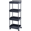 VEVOR 4-Tier Rolling Utility Cart, Kitchen Cart with Lockable Wheels, Multi-Functional Storage Trolley with Handle for Office, Living Room, Kitchen, Movable Storage Basket Organizer Shelves, Black