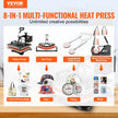 VEVOR Heat Press Machine 12x15 inch 8 in 1 Combo Digital Multifunctional Sublimation Heat Transfer Machine 360 Degree Rotation Swing Away for Printing T Shirts Hat Mug Cap Plate