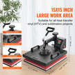 VEVOR Heat Press 15x15 Inch 8 in 1 Heat Press Machine Digital Multifunctional Sublimation Heat Transfer Machine Dual LED Display 360 Degree Rotation Swing Away for Printing T Shirts Hat Mug Cap Plate